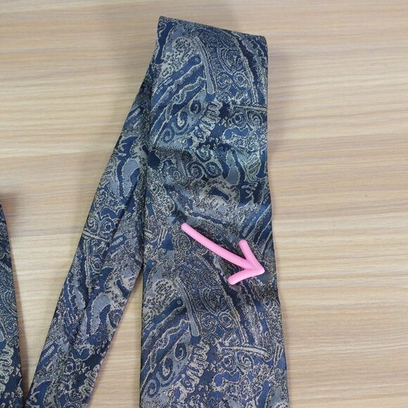HIROKO KOSHINO HOMME Neck Tie Mens Blue Paisley Silk Luxury Japanese‎ Designer - Picture 9 of 13